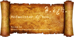Hofmeister Ákos névjegykártya